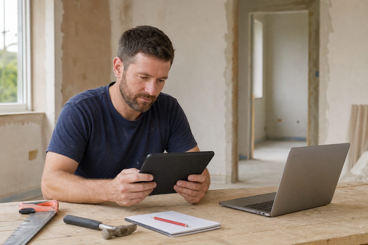 tradesperson laptop tablet