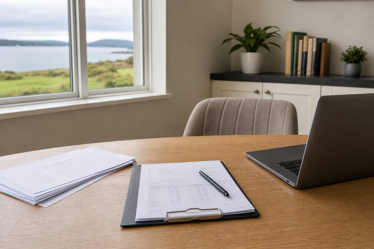 invoice paperwork desk